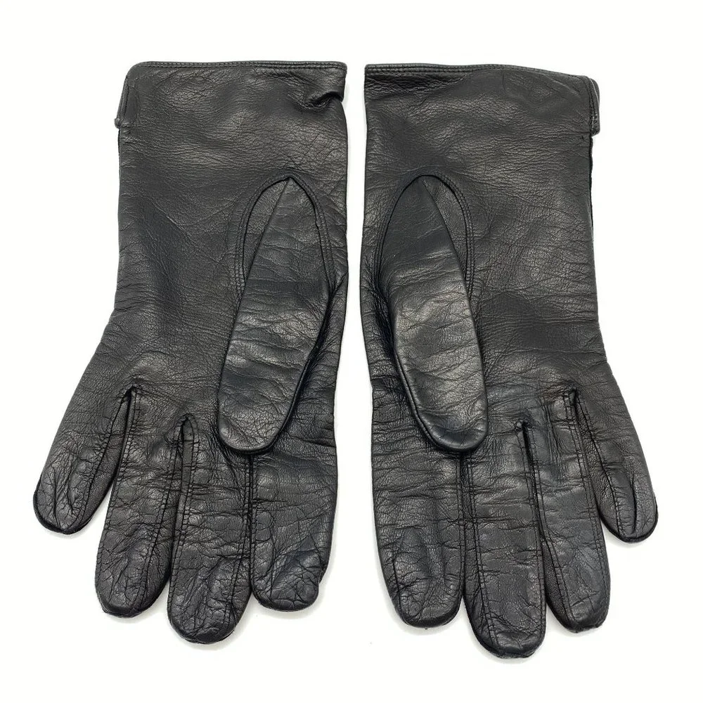 Vintage Coach womens leather driving gloves size 7.5‎ black silk lined Italy